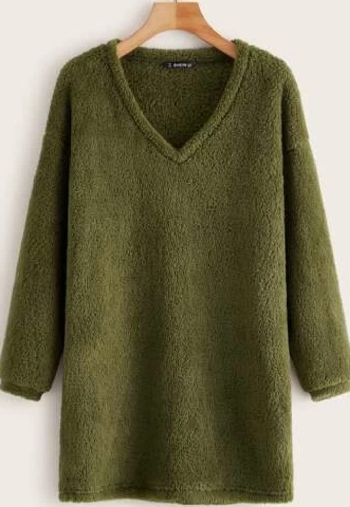Solid V-neck Sweater